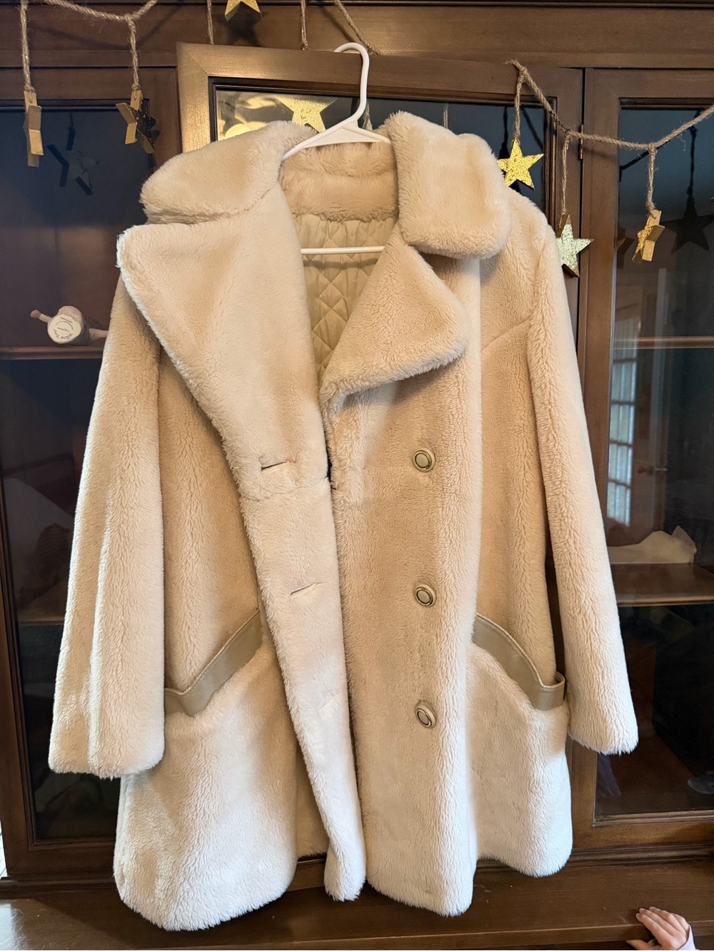 Vintage Sears Cozy Cream Teddy Jacket with Oversized Collar